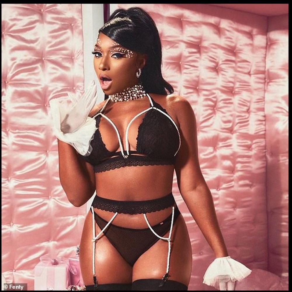 Savage X Fenty String of Pearls Bralette & Garter Belt Set NWT - fits size Sm-Lg